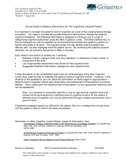 Clinical Guide to Balance Interventions for The Cognitively Impaired