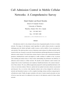 Call Admission Control in Mobile Cellular Networks