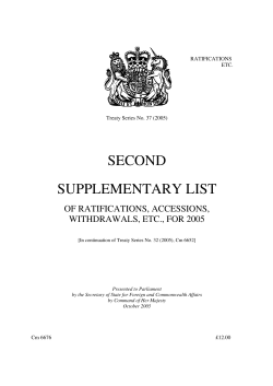 second supplementary list of ratifications, accessions