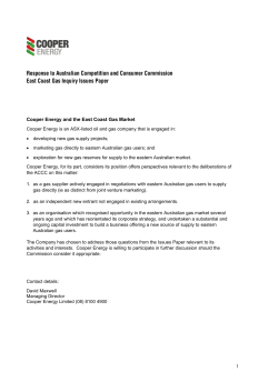 Cooper Energy and the East Coast Gas Market