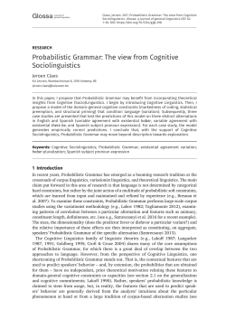 Probabilistic Grammar: The view from Cognitive Sociolinguistics