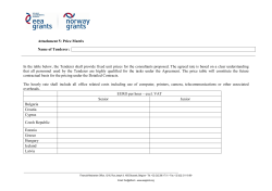 Attachment 5: Price Matrix Name of Tenderer: In the table below, the