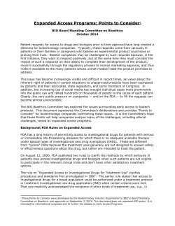 Expanded Access Programs: Points to Consider1
