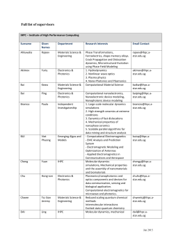 Full list of supervisors IHPC &ndash; Institute of High Performance