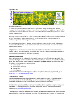 September 2014 Don`t Leave a Residue Increased use of