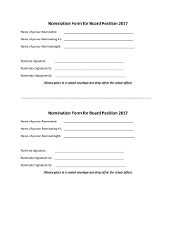 Nomination Form for Board Position 2017 Nomination Form for