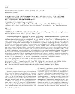 Ground based hyperspectral remote sensinG for disease detection