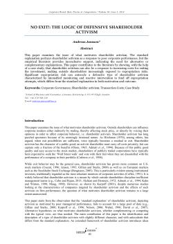 no exit!: the logic of defensive shareholder activism