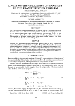 a note on the uniqueness of solutions to the transportation problem