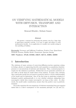 on verifying mathematical models with diffusion, transport and
