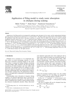 Application of Peleg model to study water absorption in chickpea