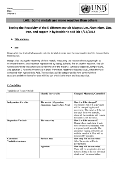 Acids and Bases &ndash; Reactivity Series