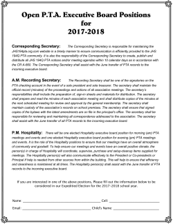 Open PTA Executive Board Positions for 2017