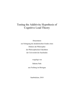 Testing the Additivity Hypothesis of Cognitive Load Theory