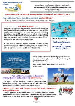 Plan and Deliver Water Based Fitness Activities (SISFFIT310A