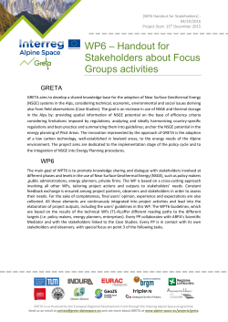 WP6 – Handout for Stakeholders