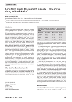 Long-term player development in rugby &ndash; how are we doing in