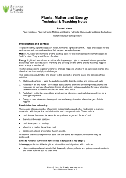 SAPS - 1 Plants, matter and energy - teachers notes