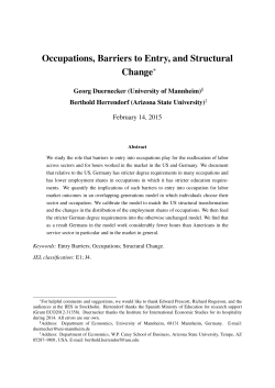 Occupations, Barriers to Entry, and Structural