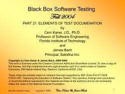 Black Box Software Testing 2003 Edition