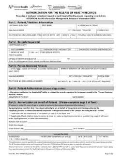 authorization for the release of health records