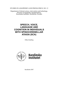 SPEECH, VOICE, LANGUAGE AND COGNITION IN INDIVIDUALS