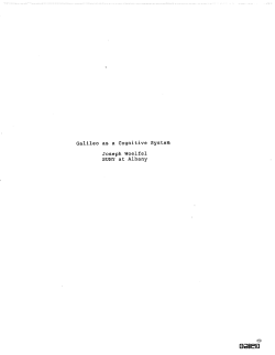 Galileo as a Cognitive System Joseph Woelfel SUNY at Albany