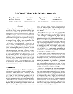 Do-It-Yourself Lighting Design for Product Videography