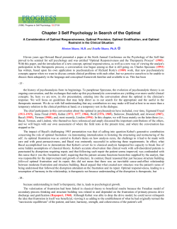 Chapter 3 Self Psychology in Search of the Optimal