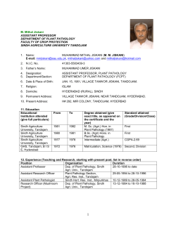 SINDH AGRICULTURE UNIVERSITY TANDOJAM