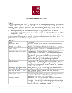 Pre-Employment Background Screens Purpose Pre