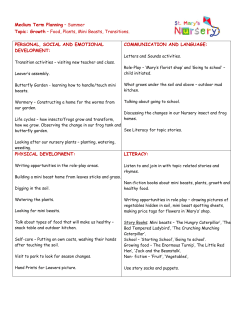 Medium Term Planning &ndash; Summer Topic: Growth &ndash; Food, Plants