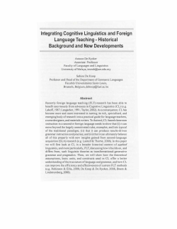 Integrating Cognitive Linguistics and Foreign Language Teaching