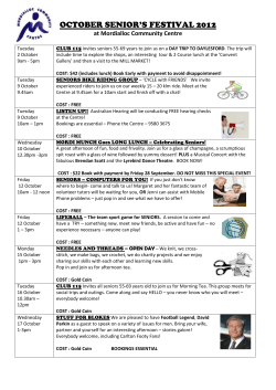 OCTOBER SENIOR`S FESTIVAL 2012 at Mordialloc Community