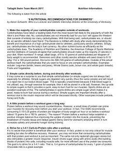 Tallaght Swim Team March 2017 Nutrition Information. The following