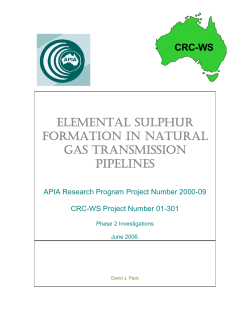 elemental sulphur formation in natural gas transmission pipelines