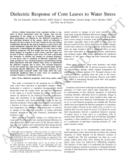 Dielectric Response of Corn Leaves to Water Stress