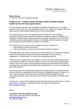 A time to act: 7 actions which will help sustain the New Zealand