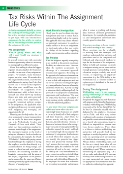 Tax Risks Within The Assignment Life Cycle