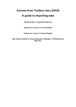 Convert from Toolbox into LEXUS A guide to importing data