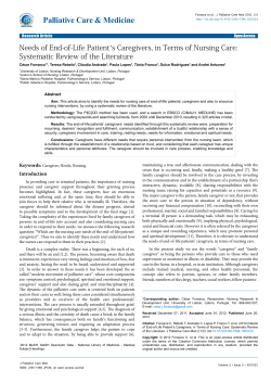 Needs of End-of-Life Patient`s Caregivers, in Terms of Nursing Care