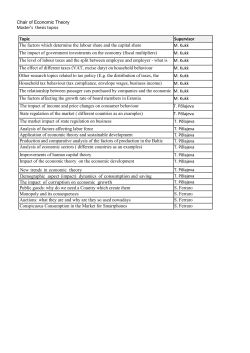 Chair of Economic Theory Master`s thesis topics Topic Supervisor