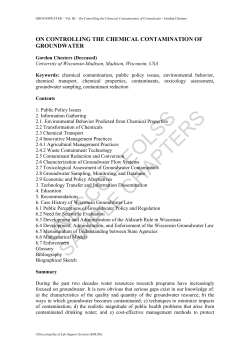 On Controlling the Chemical Contamination of Groundwater