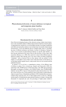 Phytochemical diversity of insect defenses in tropical and temperate