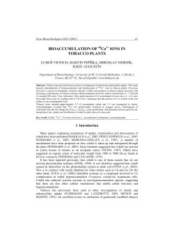 BIOACCUMULATION OF Co IONS IN TOBACCO PLANTS