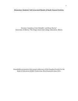 Elementary Students` Self-Generated Models of Small, Unseen