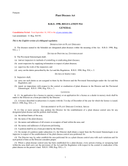 Plant Diseases Act - R.R.O. 1990, Reg. 924