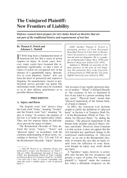The Uninjured Plaintiff: New Frontiers of Liability