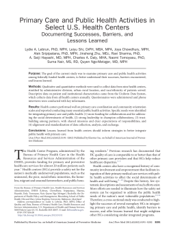 Primary Care and Public Health Activities in Select US Health Centers