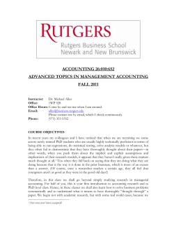 Managerial Accounting - Rutgers Business School